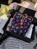 Chanel 24SS BACKPACK Printed Fabric & Gold-Tone Metal Black & Multicolor