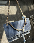 Chanel denim fur ball tassel jumbo