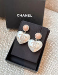 Chanel 21B double C bright diamond love earrings large size