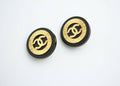 Chanel Vintage 1992 Gold-plated Black Gold Brushed Clip-on Earrings