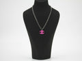 Chanel Vintage 04A Resin Fluorescent Pink CC Necklace