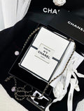 CHANEL 21SS A LIMITED EDITION WHITE & BLACK LEATHER CHANEL NO. 5 PARFUM BOX CLUTCH