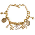 Chanel CC Crystal Faux Pearl Charm Bracelet