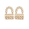 Chanel Faux Pearl Quilted Classic Flap Bag Gold Tone Earrings