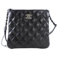 Chanel Uniform Black Quilt Leather Crossbody Flat Pouch Bag