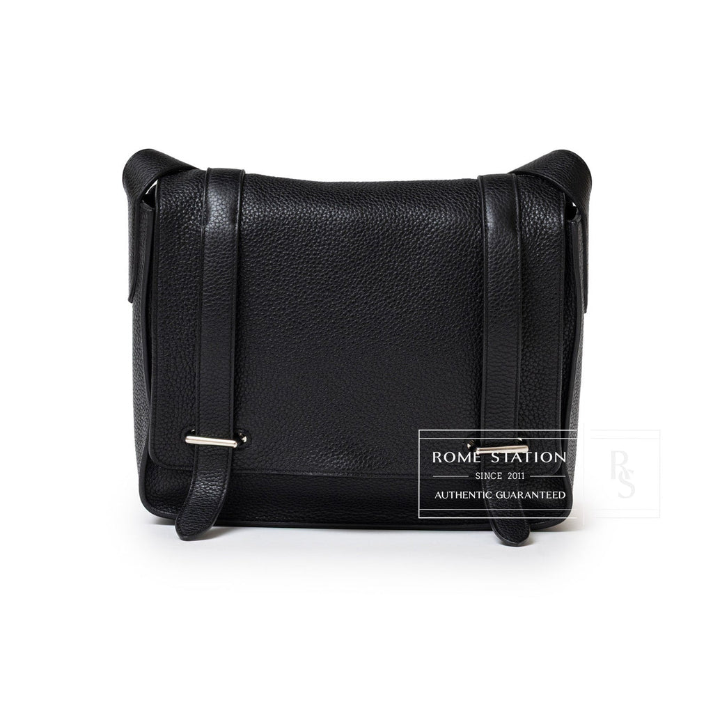Hermès Steve Caporal Messenger 28 Black Clemence Palladium Hardware