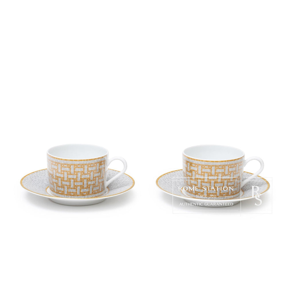 Hermès Mosaique au 24 Gold Tea Cup Set of Two
