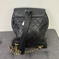 Chanel Vintage Black Lambskin Turn-lock Chain Backpack