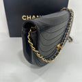 Chanel Vintage Black Lambskin Half Moon Flap Chain Bag - Medium Size