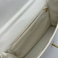 Chanel White Leather Shoulder Bag Medium Size
