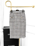 Chanel 22AW black and white plaid tweed Skirt