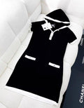 Chanel 24C black and white knitted hoodie dress
