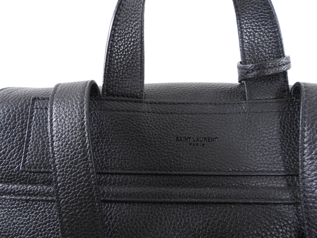 Saint Laurent Black Grained Leather Backpack
