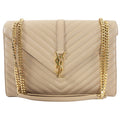 Saint Laurent Large Beige Chevron Envelope Flap Bag