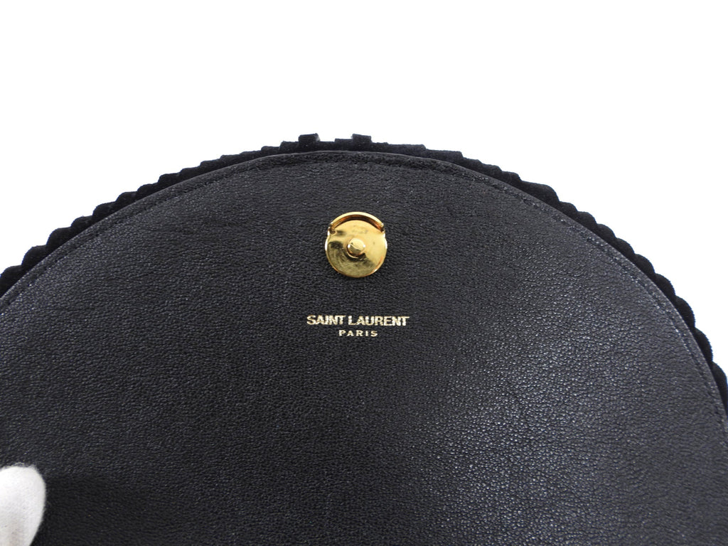Saint Laurent Black Chevron Quilt Fringe Chain Shoulder Bag