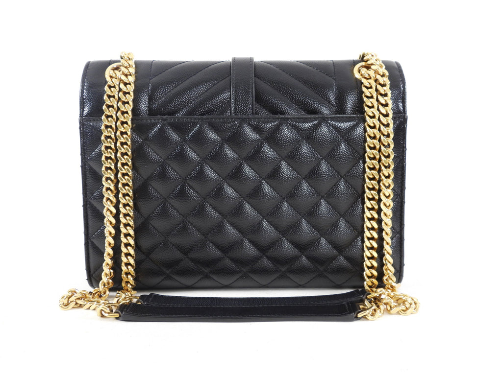Saint Laurent Black Triquilt Small Envelope Crossbody Bag