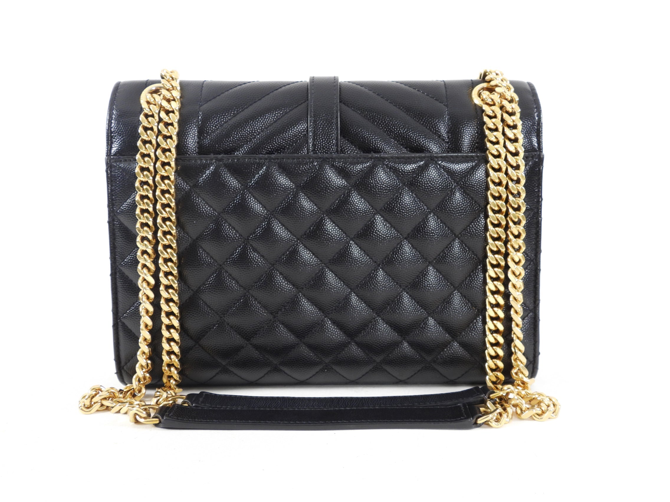 Saint Laurent Black Triquilt Small Envelope Crossbody Bag