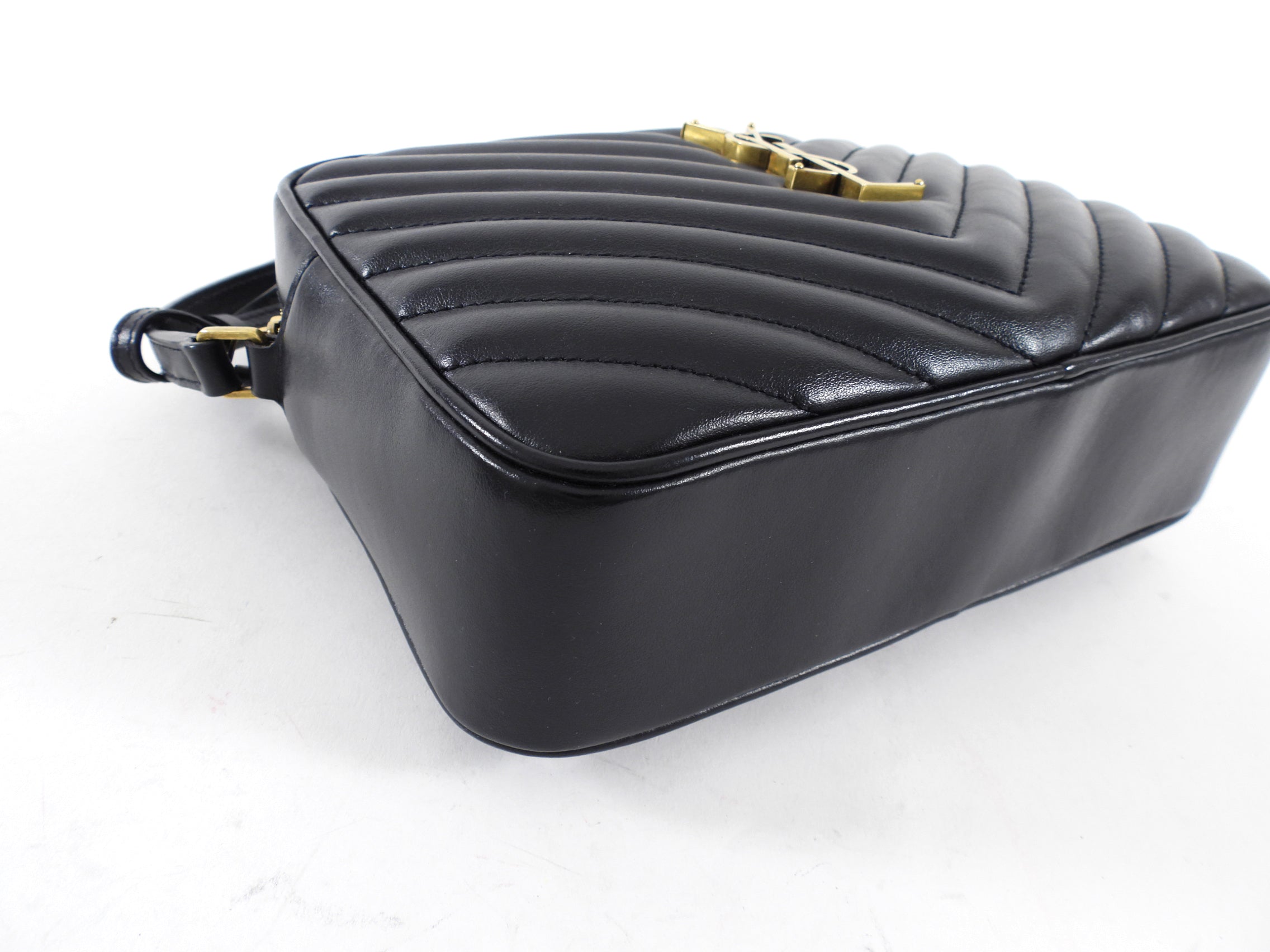 Saint Laurent Black Medium Lou Monogram Quilted Camera Bag