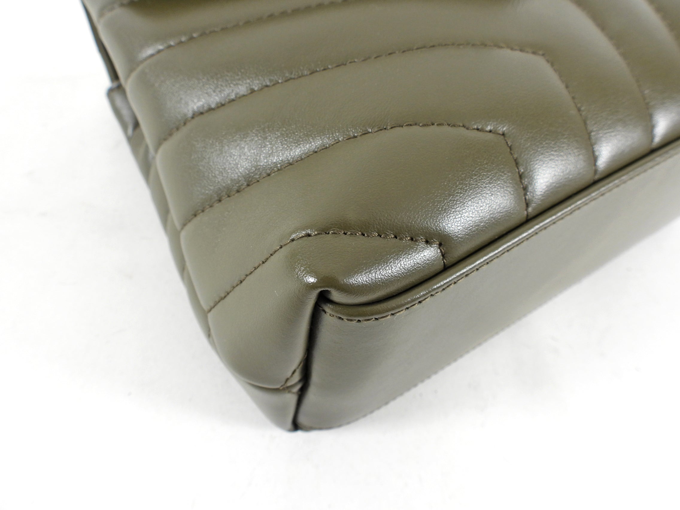 Saint Laurent Olive Green Small Lou Lou Shoulder Bag