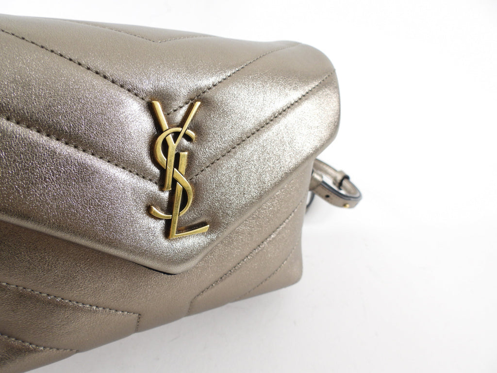Saint Laurent Lou Lou Toy Metallic Pewter Leather Bag