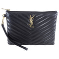 Saint Laurent Small New Jolie Leather Quilted Logo Pouch