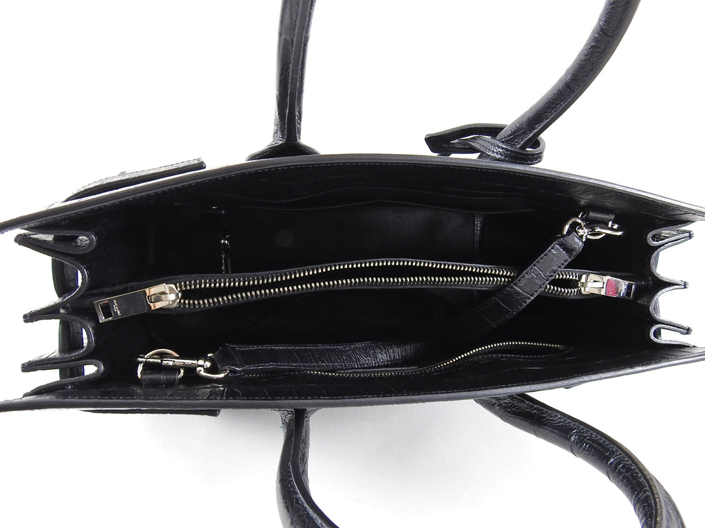 Saint Laurent Sac de Jour Croc Effect Black Small Tote Bag