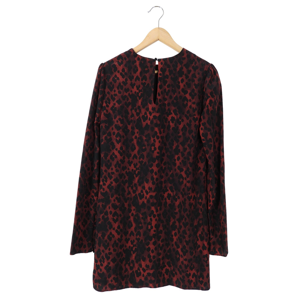 Saint Laurent Dark Red Animal Patter Shift Dress - (2/4)