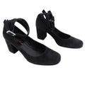 Saint Laurent Black Suede Double Ankle Strap Heel - 35
