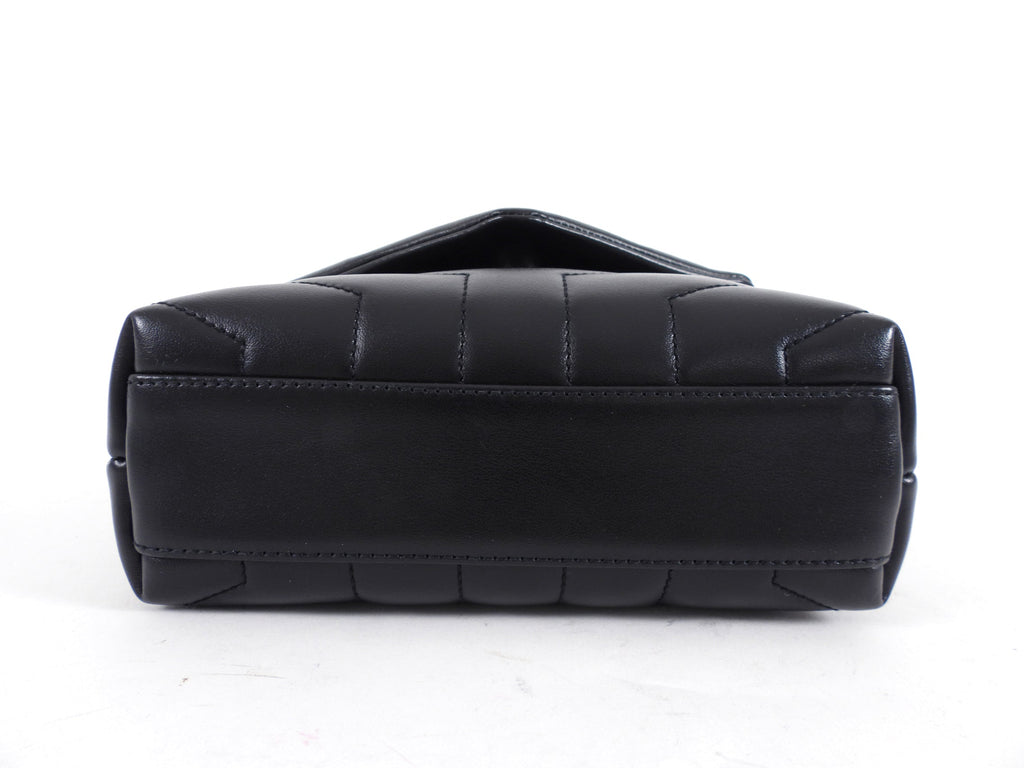 Saint Laurent Black Chevron Quilted Lambskin Toy Lou Lou Shoulder Bag BHW