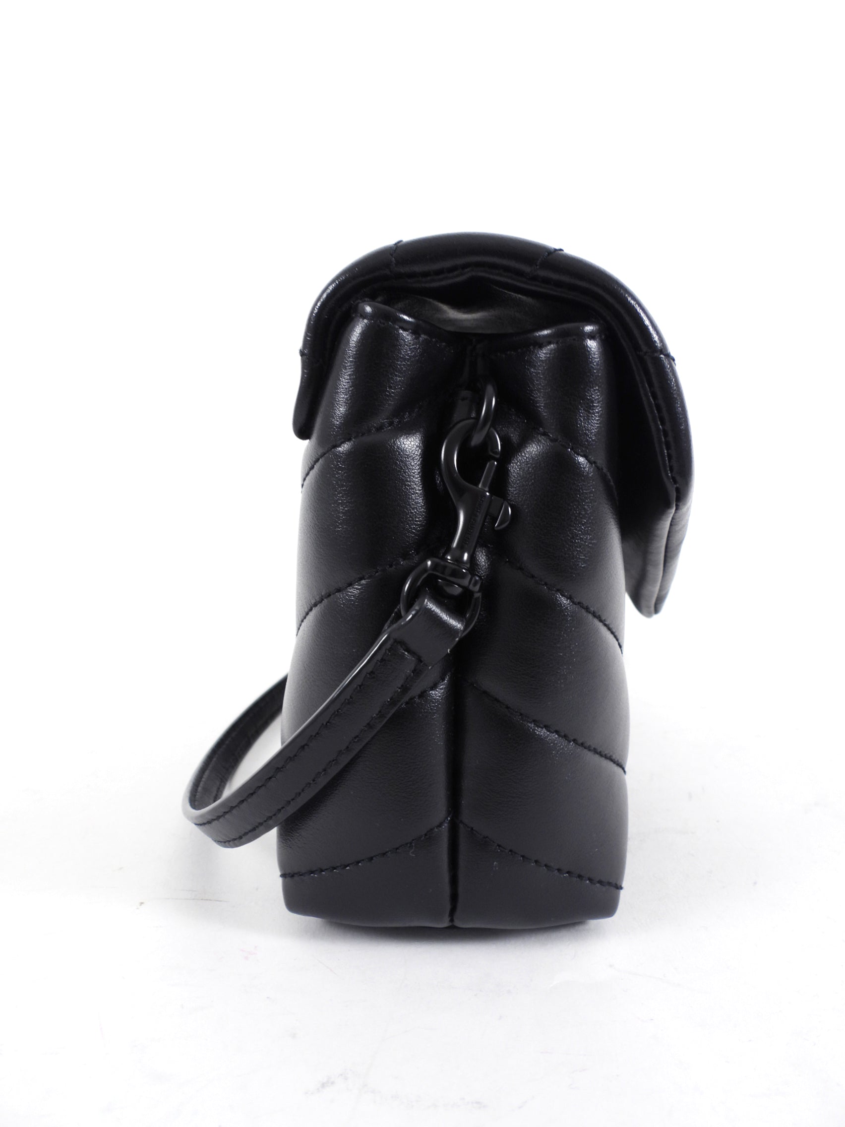 Saint Laurent Black Chevron Quilted Lambskin Toy Lou Lou Shoulder Bag BHW
