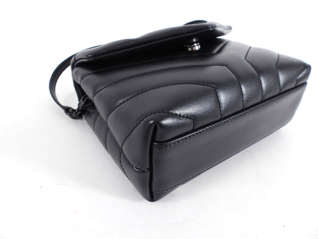 Saint Laurent Black Chevron Quilted Lambskin Toy Lou Lou Shoulder Bag BHW