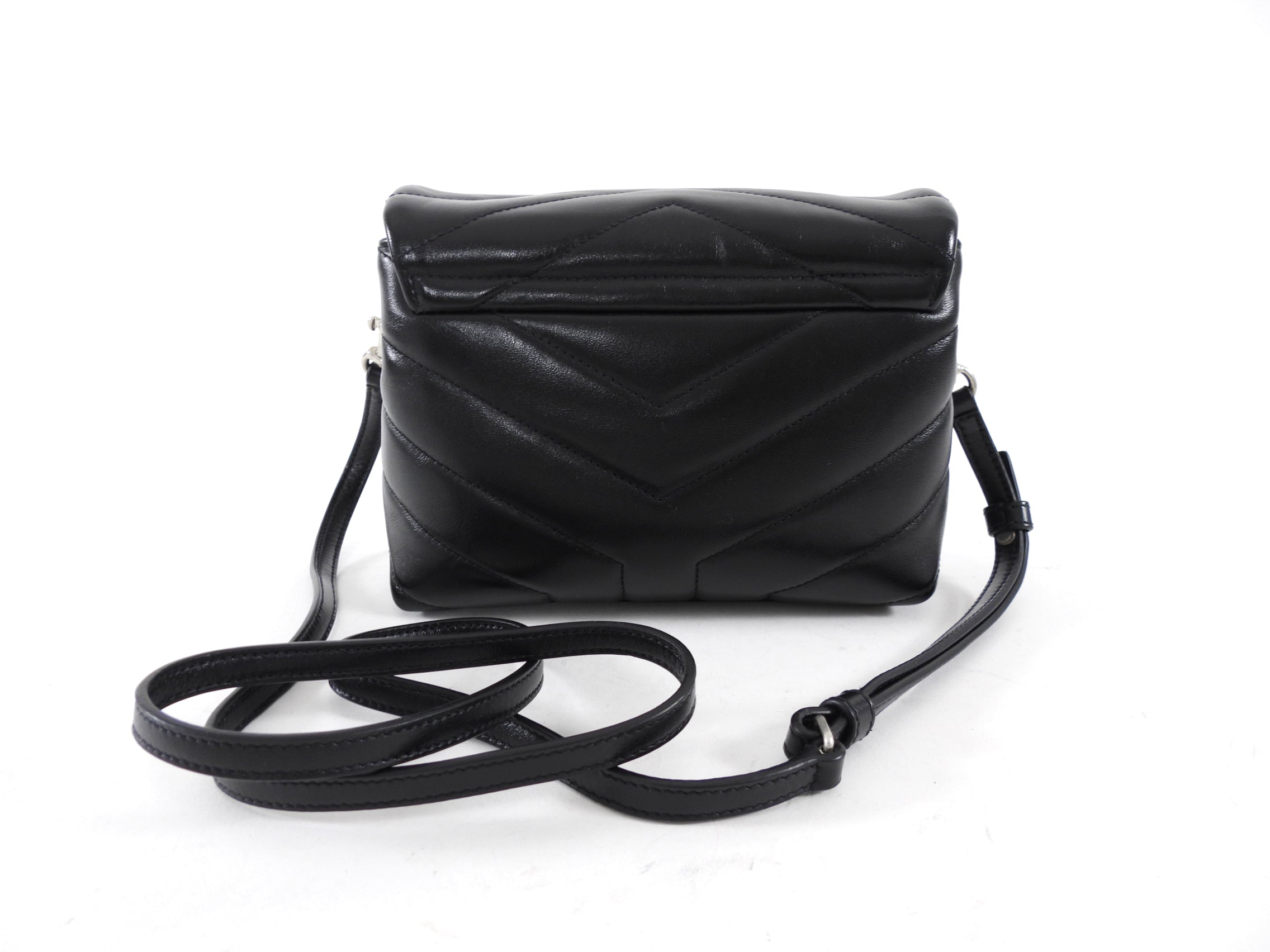 Saint Laurent Black Leather Toy Lou Lou Monogram Quilted Crossbody Bag