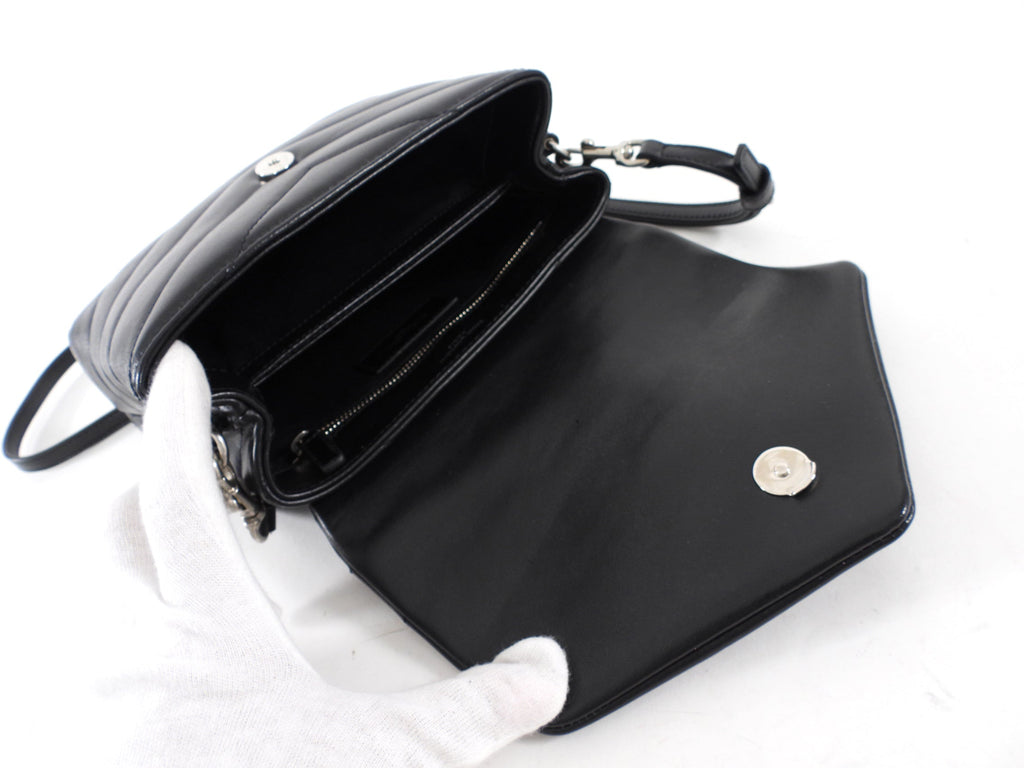 Saint Laurent Black Leather Toy Lou Lou Monogram Quilted Crossbody Bag