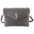 Saint Laurent Grey Leather Toy Lou Lou Monogram Quilted Crossbody Bag