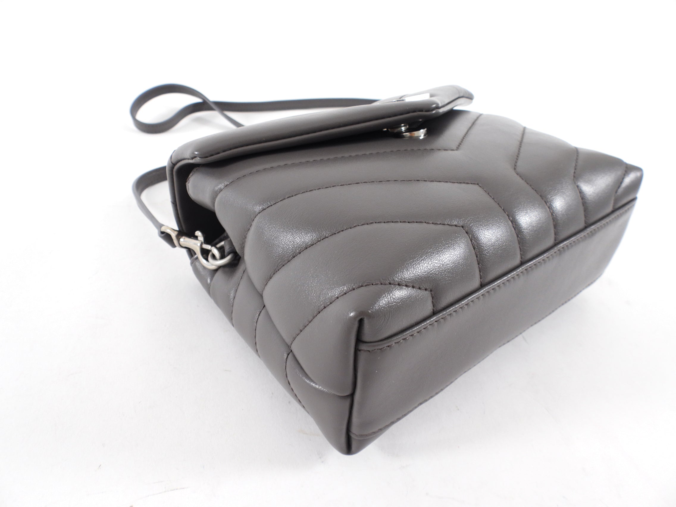 Saint Laurent Grey Leather Toy Lou Lou Monogram Quilted Crossbody Bag