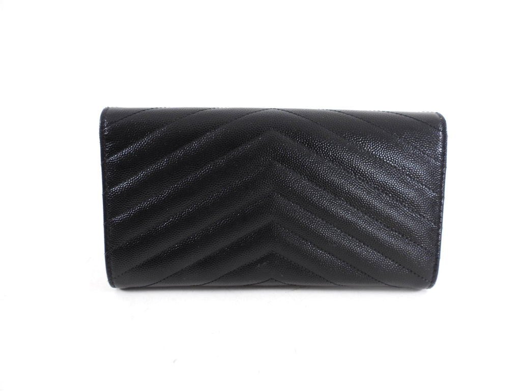Saint Laurent All Black Cassandre Matelasse Large Flap Wallet