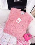 CHANEL 21S RUNWAY FANTASY TWEED VEST PINK 38FR
