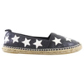 Saint Laurent Black Leather Star Design Espadrille Shoes - 37.5