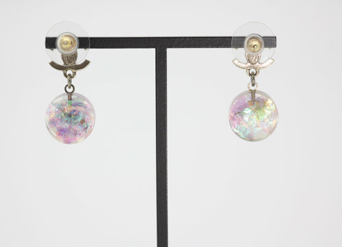 Chanel 12A Fantasy Purple Resin Round Dangle Clip-on Earrings