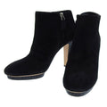 Chanel Suede Short Boots Black Logo 38C