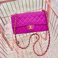 Vintage Chanel rose satin Gold hardware