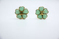 Chanel Vintage 97P Gripoix Jade Light Green Camellia Clip-on Earrings