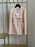 chanel 23s houndstooth light orange plaid jacket size 36