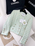 CHANEL 23S RUNWAY TWEED JACKET LT BLUE/ ECRU 36