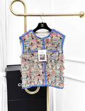 Chanel colorfull fringed tweed vest