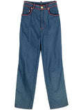 Chanel Vintage braided-trim straight-leg jeans