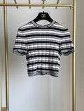 Chanel 2023 ss black and white striped backless top fr36