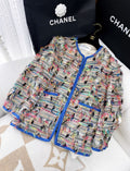 Chanel colourful furry blue piping jacket