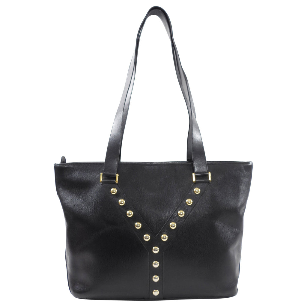 Yves Saint Laurent Vintage Black Stud Y Ligne Tote Bag