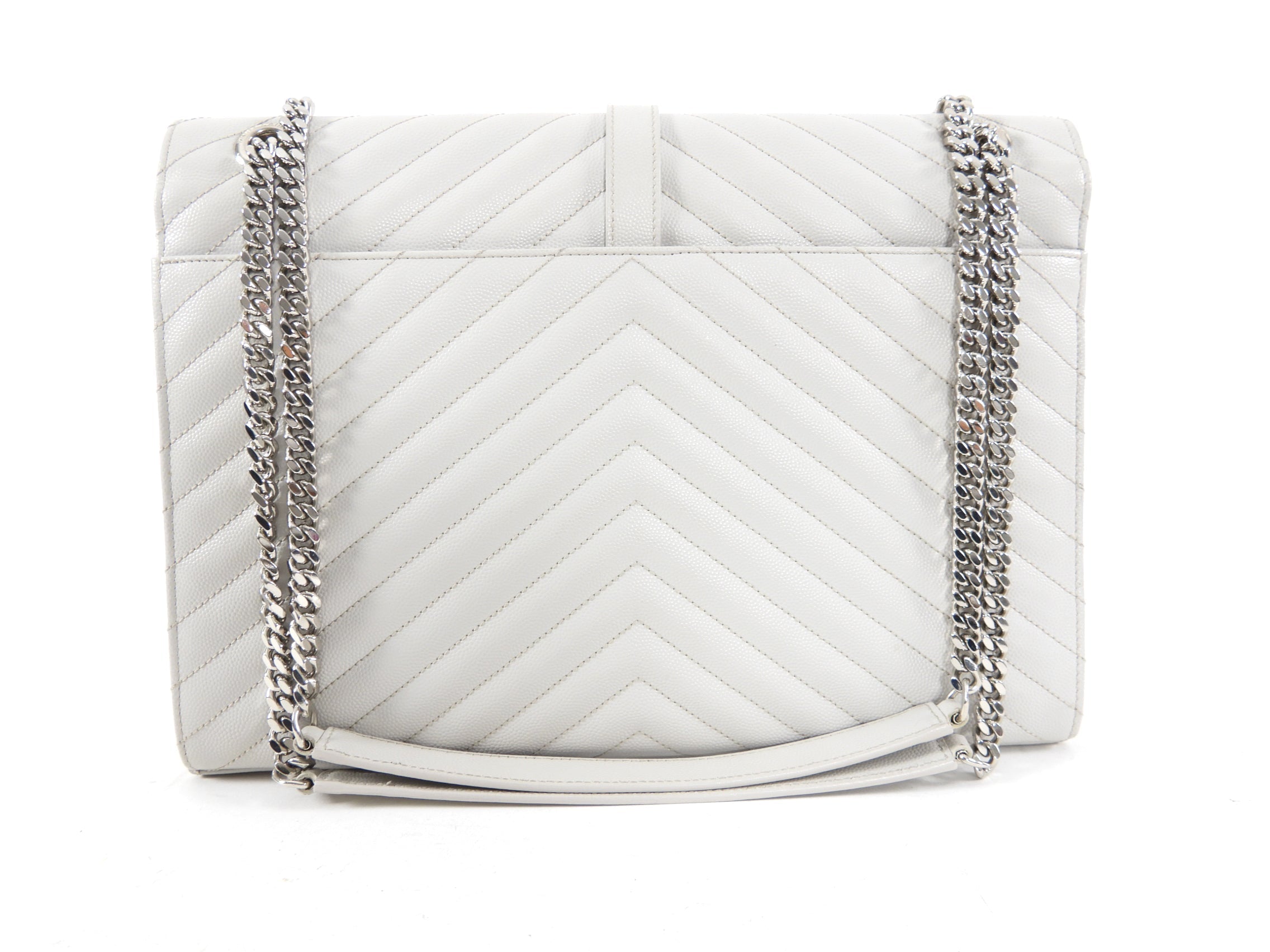 Saint Laurent Large Grey Chevron Envelope Flap Bag